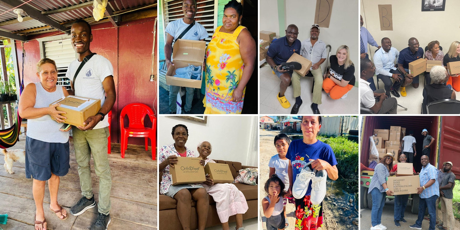 Samaritan's Feet volunteers delivering Orthofeet footwear to communities around the world